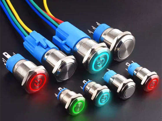 Metal button switch self-reset self-lock with light waterproof car modified round small switch 12/16/19mm