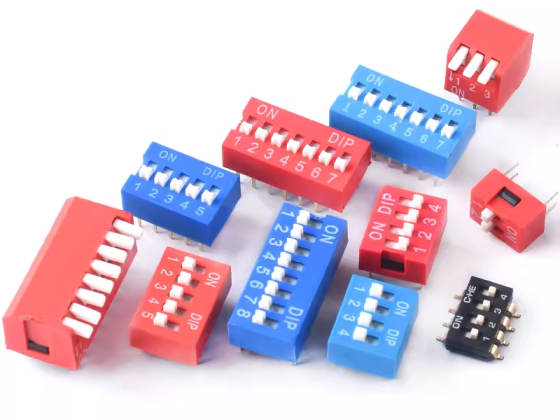 Dial switch patch DS-1P2P3P4P5P6P7P8P9P10P12-bit 2.54mm red blue flat dial direct plug
