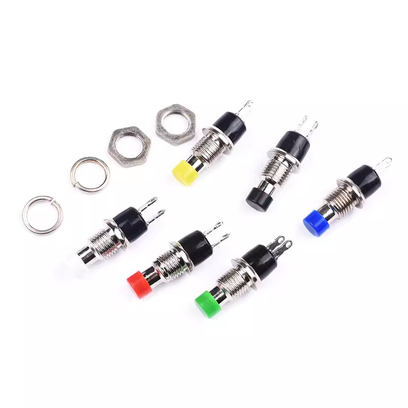 Buton comutator PBS-11A 33B 110 orificiu de montare resetat fara blocare 12mm galben albastru verde alb negru rosu