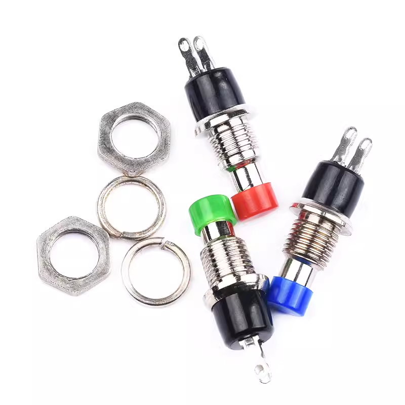 Buton comutator PBS-11A 33B 110 orificiu de montare resetat fara blocare 12mm galben albastru verde alb negru rosu