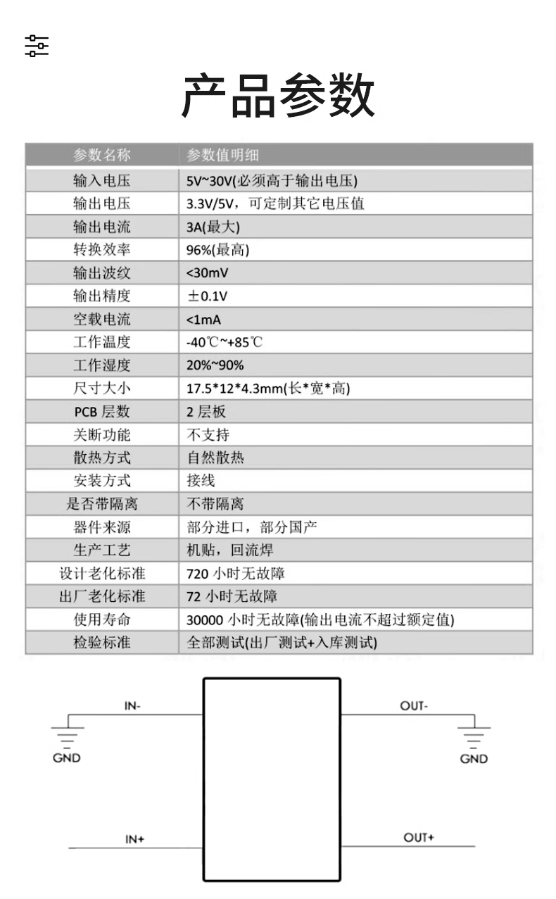 3A vehicle power 6V9V12V-30V to 3.3V/5V/9V/12V output