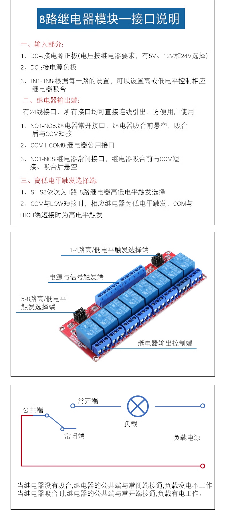 Relay module Optical coupling isolation