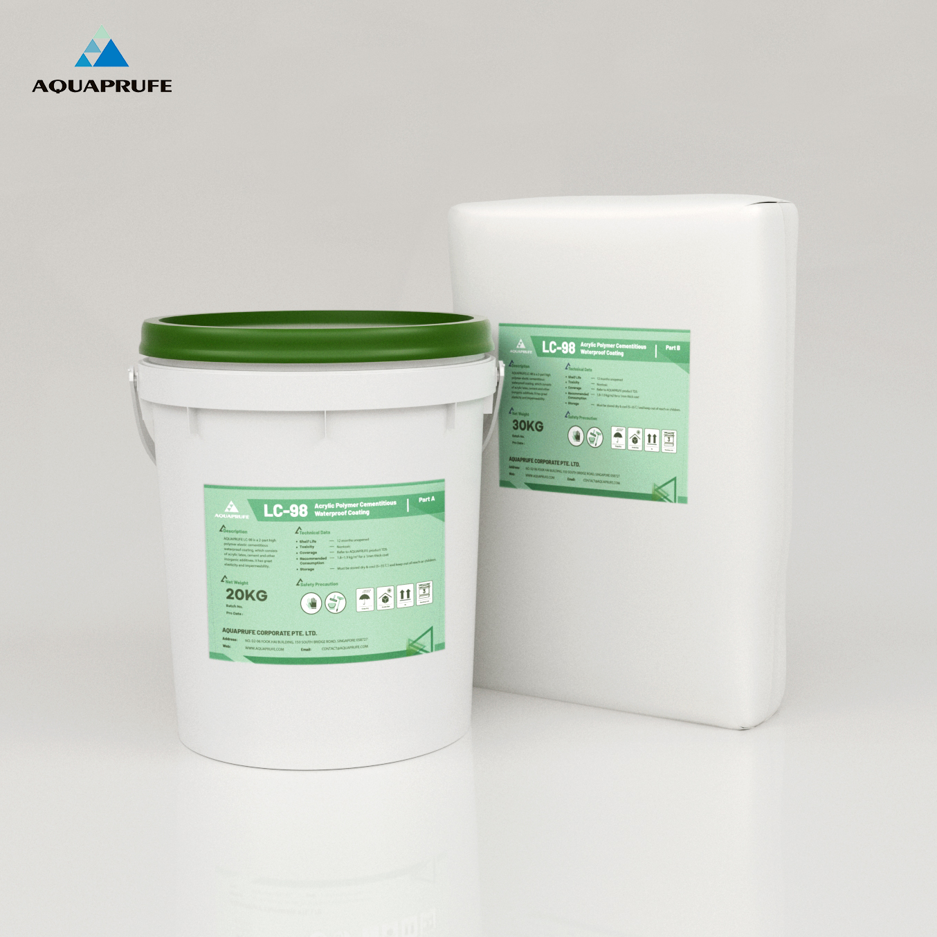 Revestimiento impermeable cementoso de polímero acrílico LC-98