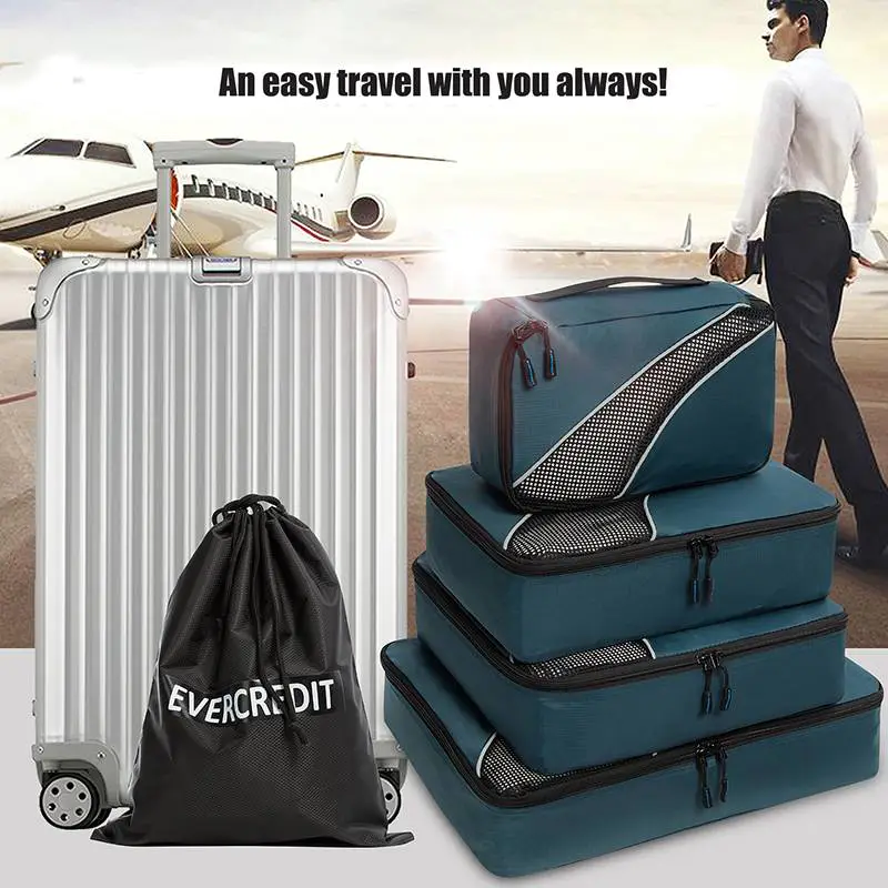 5 Piece Packing Cube Set With Laundry Bag