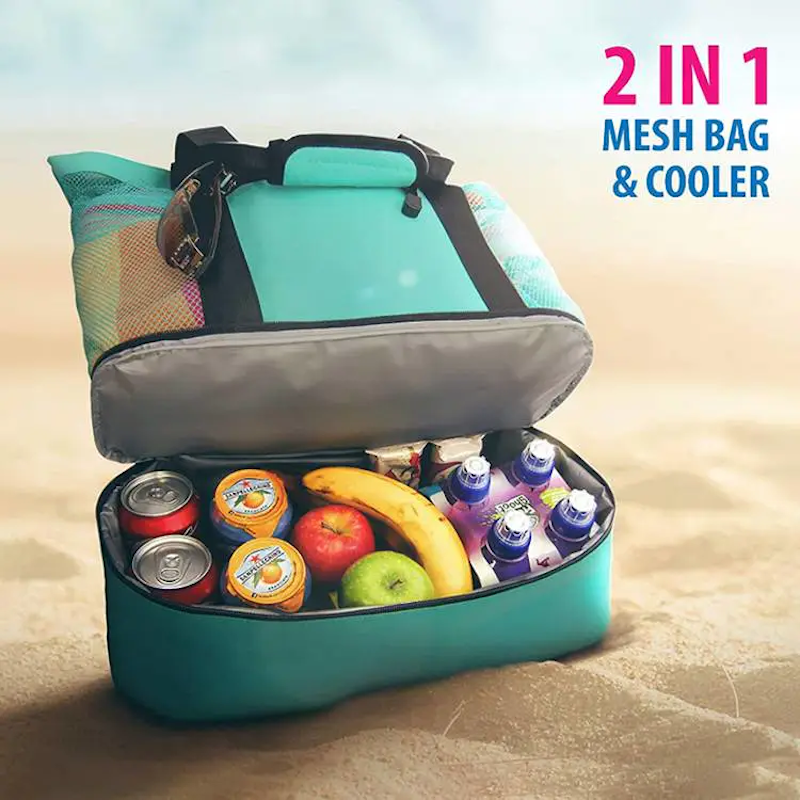 Mesh Beach Bag With Insulated Cooler Bag