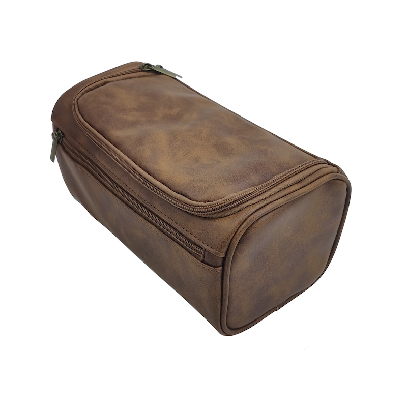 Brown Leather Travel Toiletry Bag