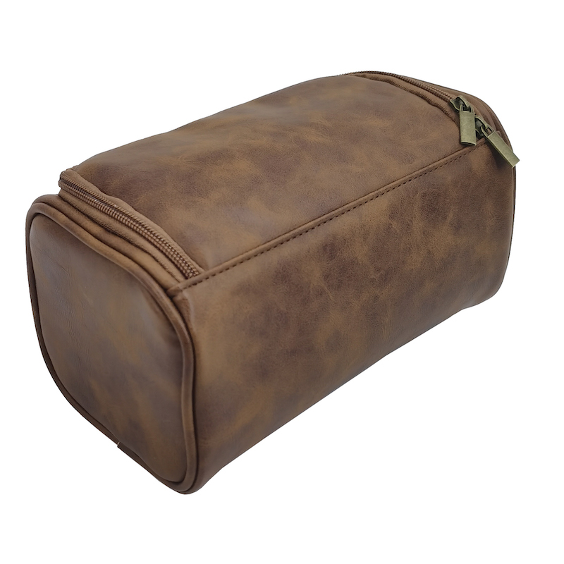 Brown Leather Travel Toiletry Bag