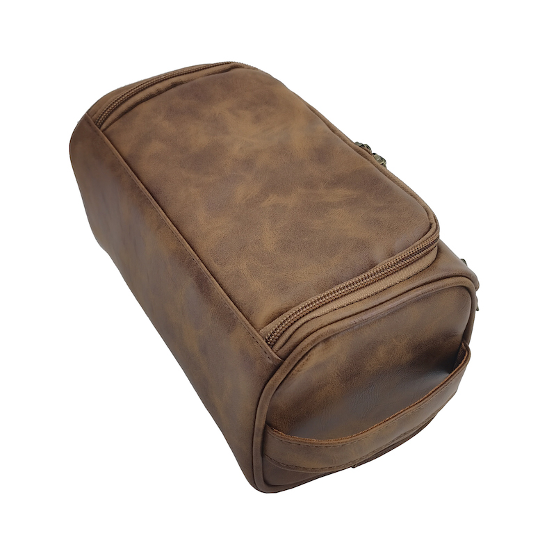 Brown Leather Travel Toiletry Bag