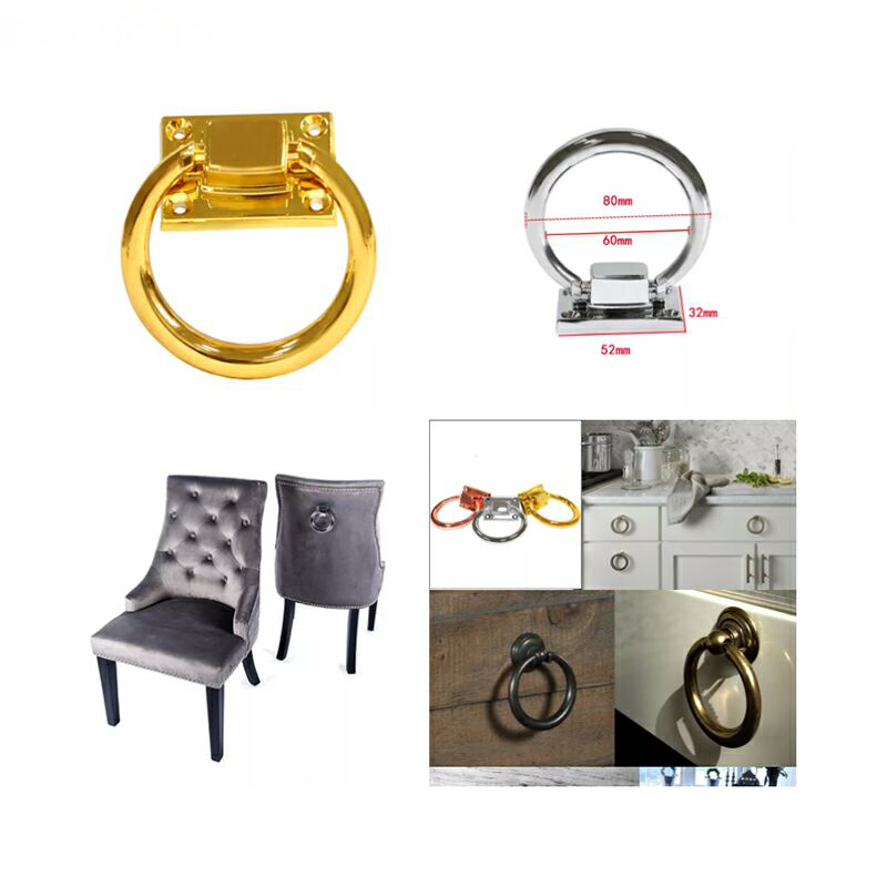 Metal Round Decoration Golden Chrome Chair Handle