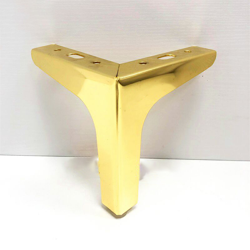 Pernas de sofá de armário em forma de Y de metal dourado cromado de 6 polegadas