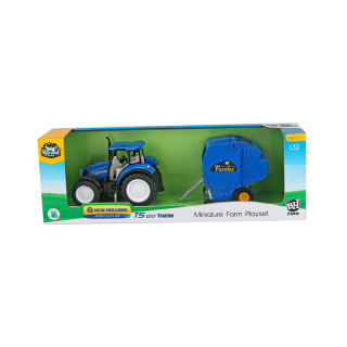 1:32 New Holland T5 Licensed Tractor with Hay Baler