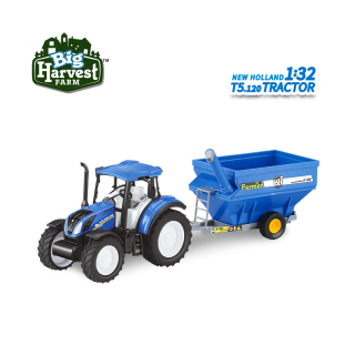 1:32 New Holland T5 gelicentieerde tractor met graanwagen