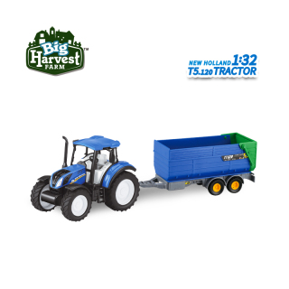 1:32 New Holland T5 gelicentieerde tractor met kiepaanhanger