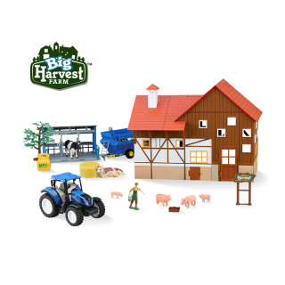 Zestaw rolniczy w skali 1:32 z licencjonowanym ciągnikiem New Holland T5 i domem