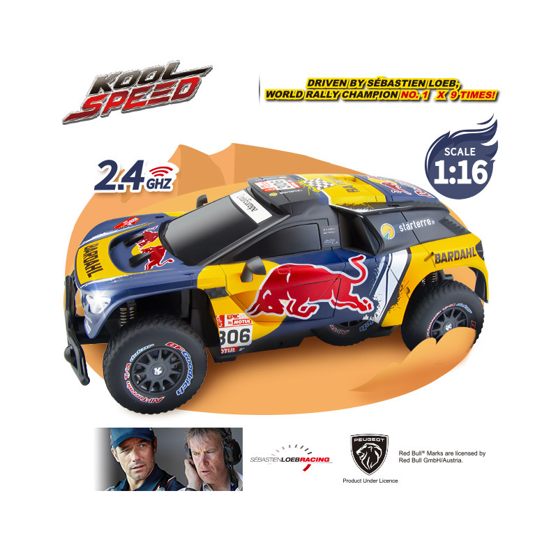 Mando A Distancia 2.4GHz 60m Alcance Carson 500404311 1:16 RC Peugeot Rally 3008 DKR LOEB 19 100% - Télécommandé, Jouet RC Avec Fonctions, Véhicule RC, Voiture De Course RC Coche RC Peugeot Rally