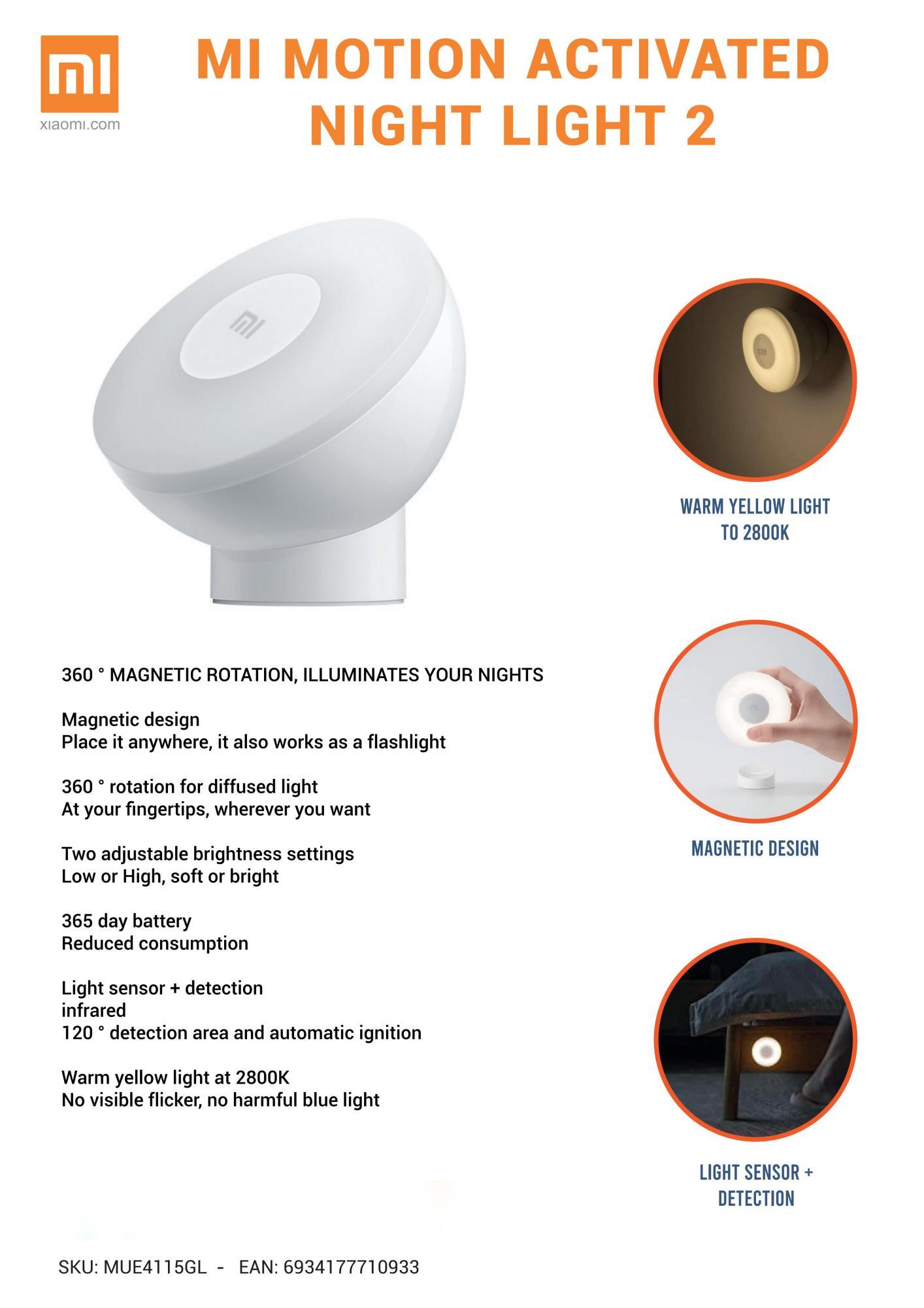 Xiaomi Motion-Activated Night Light 2 with Dual Sensor & Magnetic