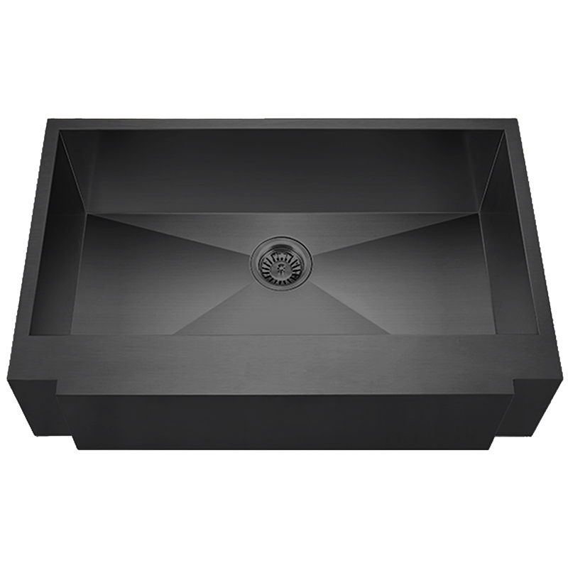 black stainless apron sink