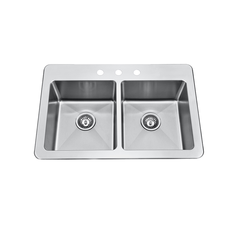 R20 drainline stainless steel double bowl kitchen sink