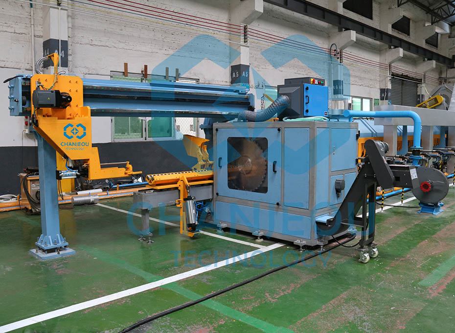 Hot Saw With Aluminum Chips Collector Is Successfully Used Together With Billet Heating Furnace