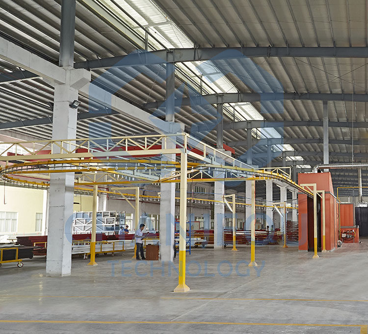 horizontal powder coating line