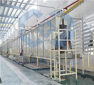 Línea de producción de máquinas de recubrimiento en polvo horizontales para perfiles y láminas de aluminio