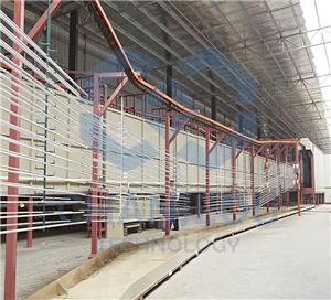 Línea de producción de pulverización de polvo horizontal para perfiles y láminas de aluminio