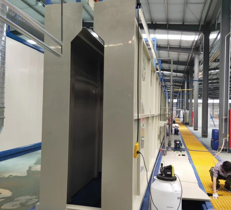 horizontal powder coating line