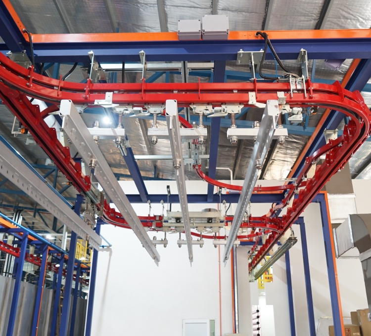 Power free conveyor chain type powder spraying production plant for aluminum profile