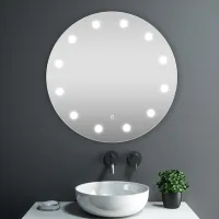 Specchio luminoso a led per lavabo con motivo a pois