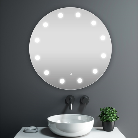 Punktmönster Tvättställ Led Ljusspegel