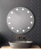 Specchio luminoso a led per lavabo con motivo a pois