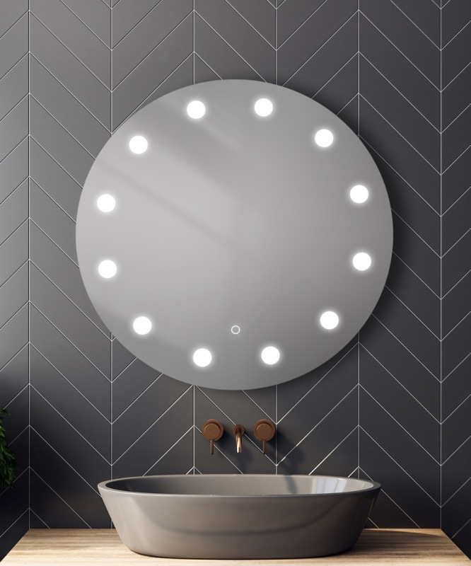 Dots Pattern Wash Basin Led Light Mirror