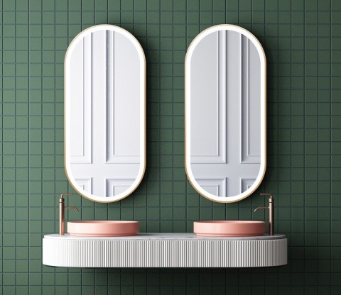 Led Touch-spegel med inramad aluminium