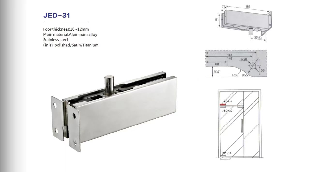 Stainless steel glass door clip