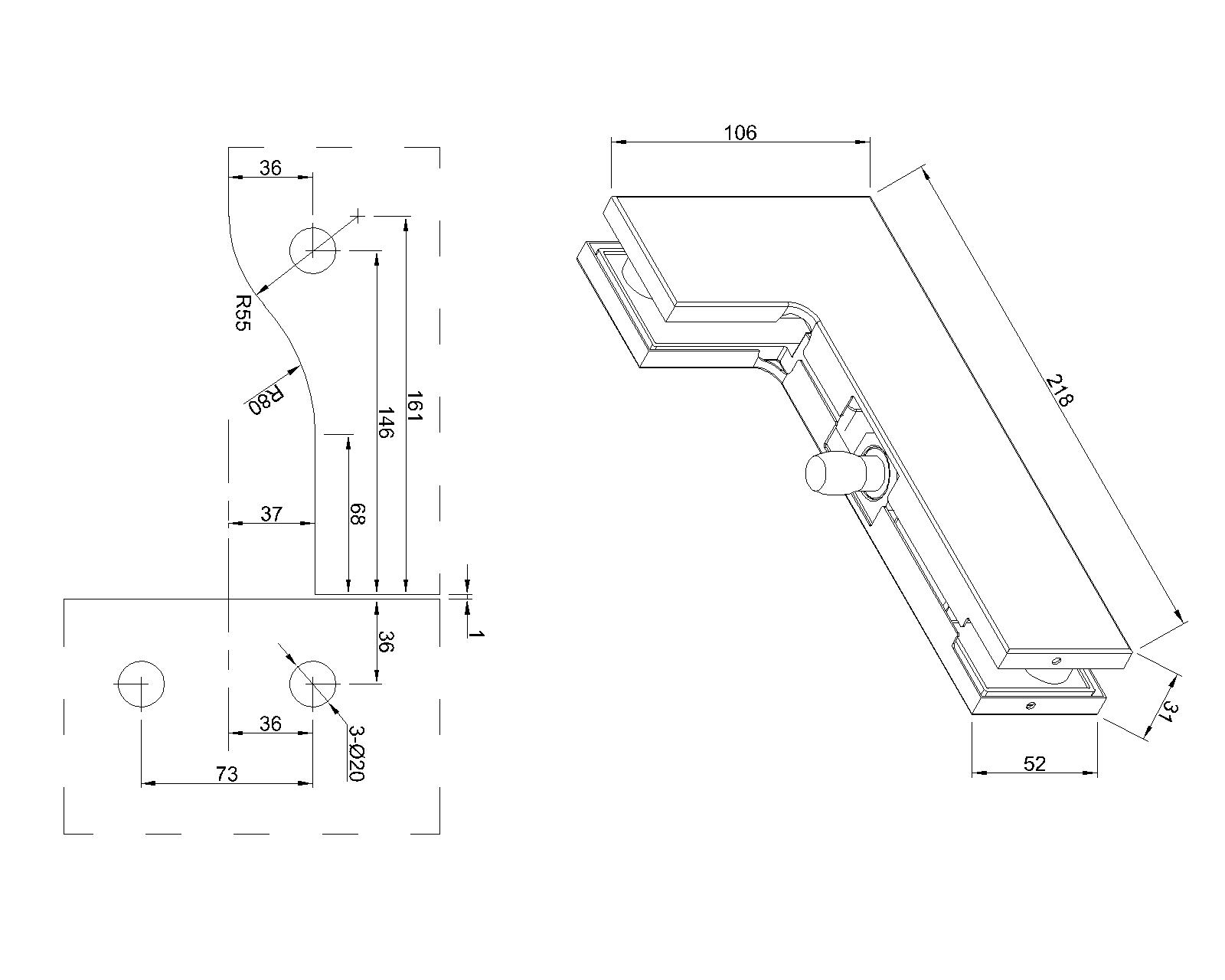 Aluminum Pivot L shape