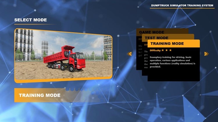 Dump truck training simulator