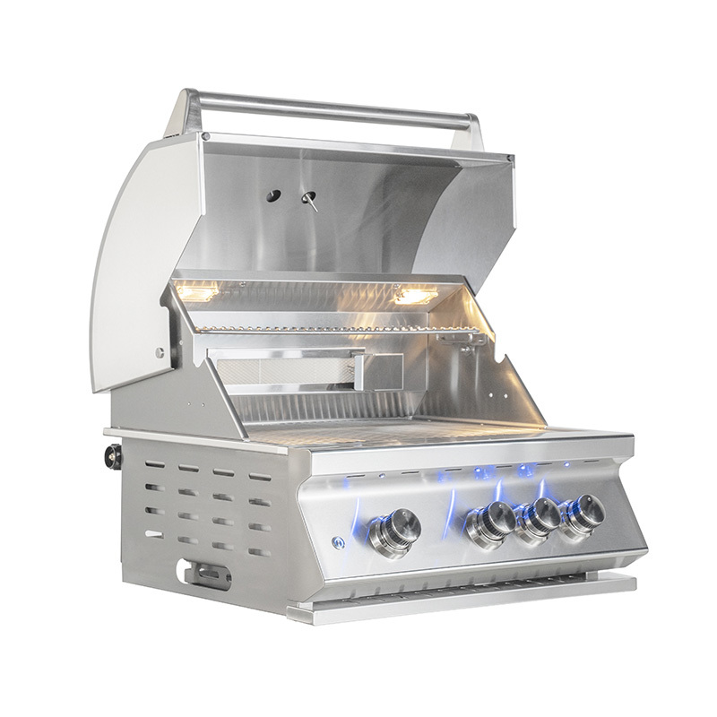 28” 3 cast Stainless Steel burner Built in BBQ grill CBB3