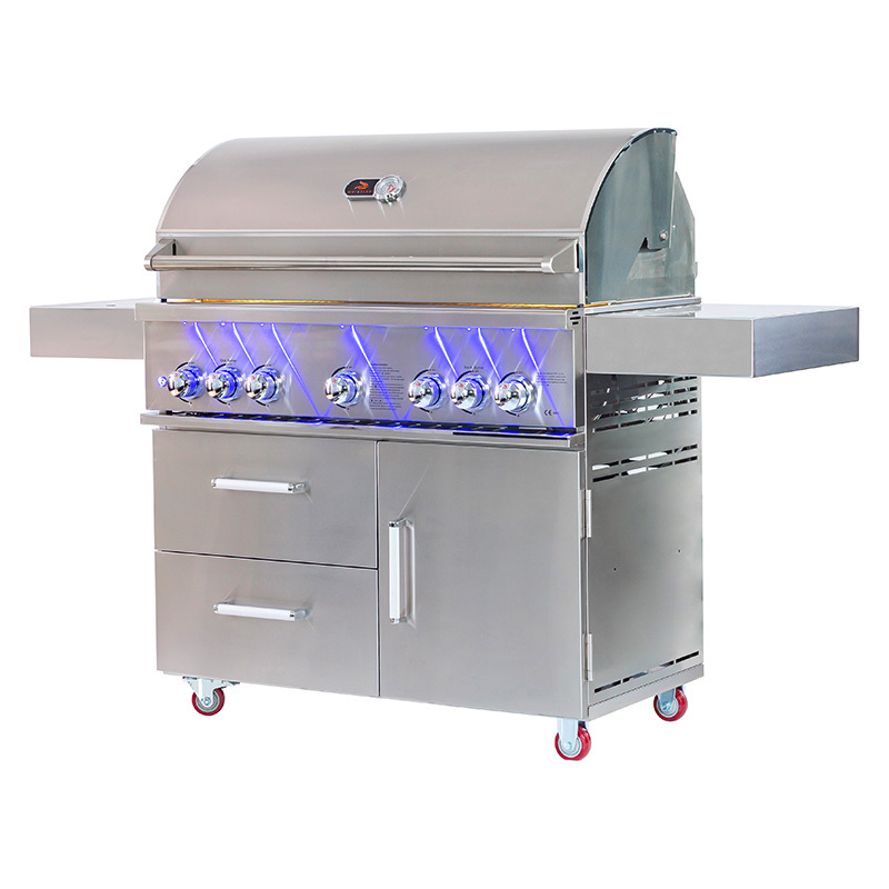 42-Zoll-BBQ-Grill mit 5 Brennern aus Edelstahlguss und Seitenbrenner CBF500CDC