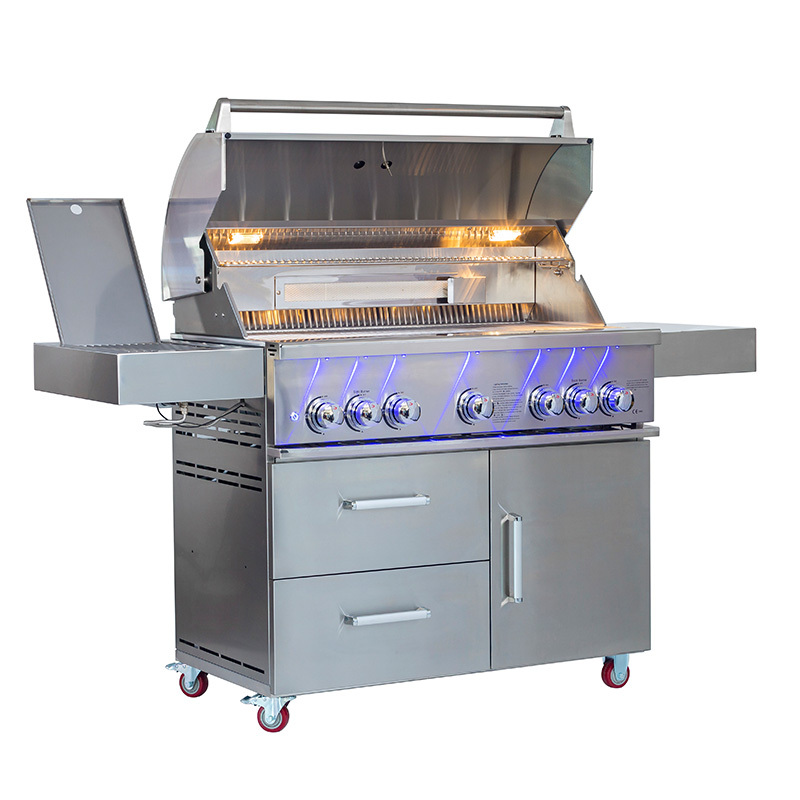 42-Zoll-BBQ-Grill mit 5 Brennern aus Edelstahlguss und Seitenbrenner CBF500CDC