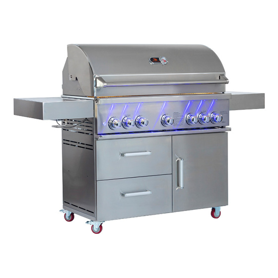 Barbecue de 42 po à 5 brûleurs en acier inoxydable moulé avec brûleur latéral CBF500CDC