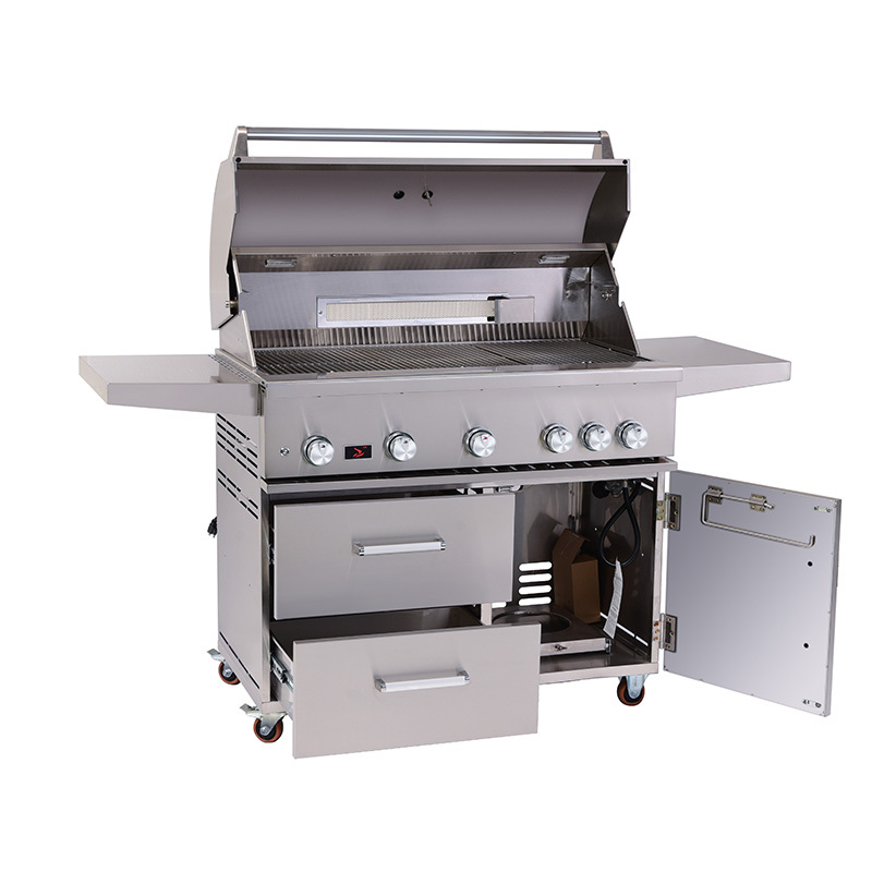 42-Zoll-BBQ-Grill mit 5 Brennern aus Edelstahlguss und Seitenbrenner CBF500CDC