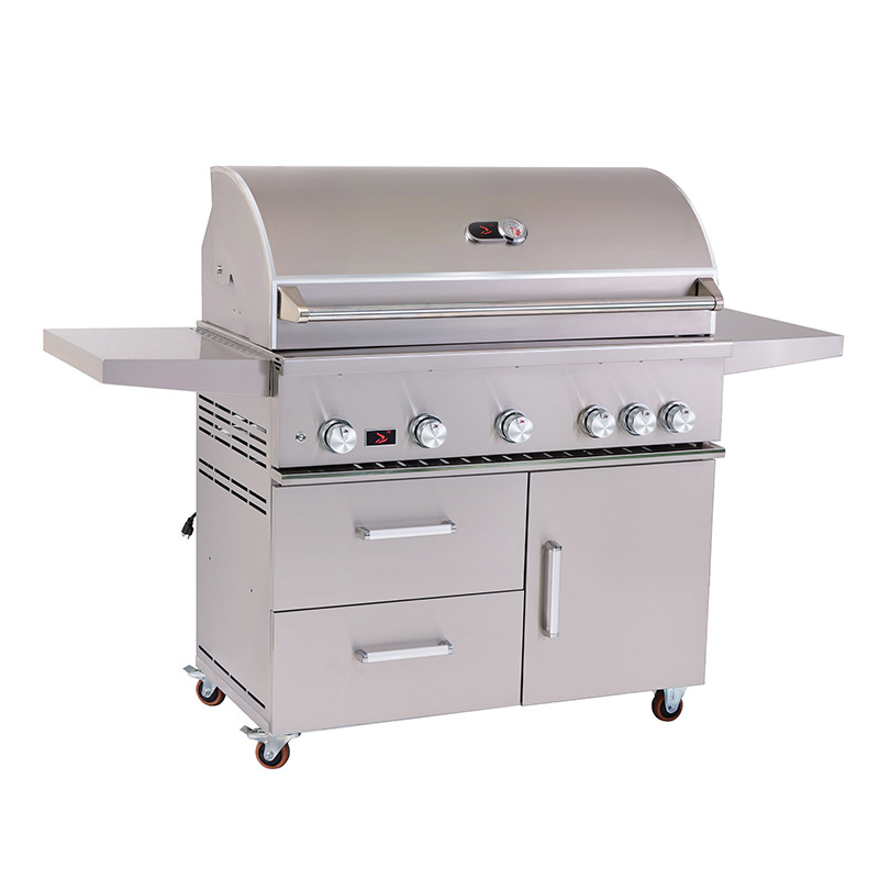 42-Zoll-BBQ-Grill mit 5 Brennern aus Edelstahlguss und Seitenbrenner CBF500CDC