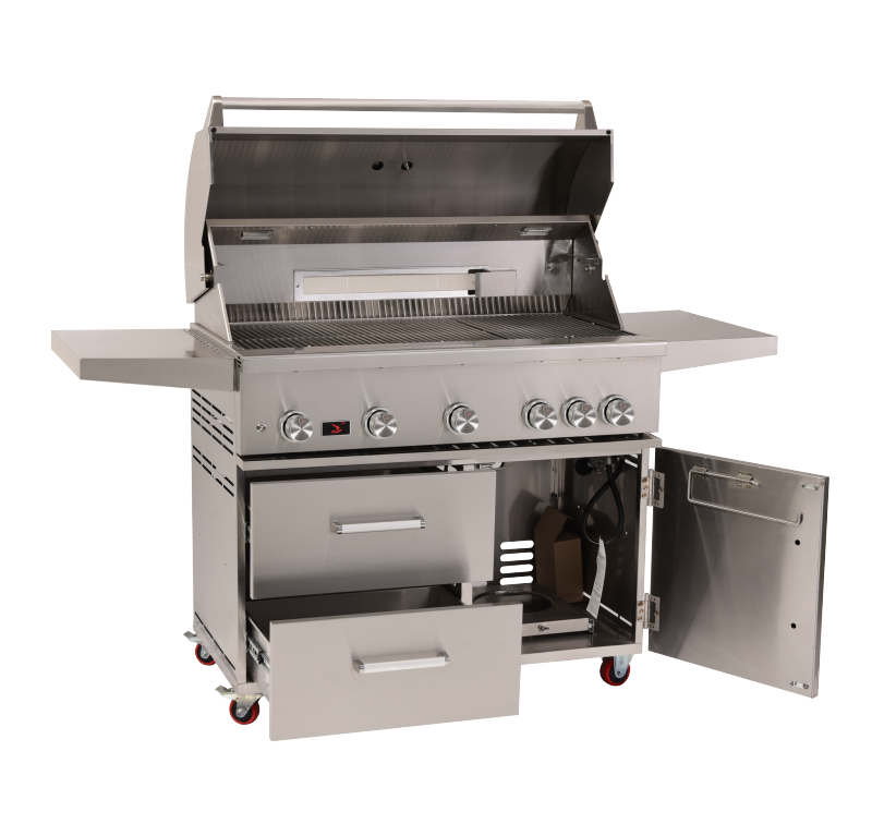 42-Zoll-BBQ-Grill mit 5 Brennern aus Edelstahlguss und Seitenbrenner CBF500CDC