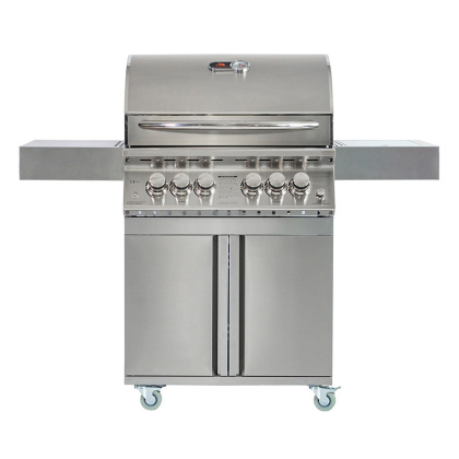 28-Zoll-BBQ-Grill mit 3 Brennern aus Edelstahlguss und Seitenbrenner CBF3DD