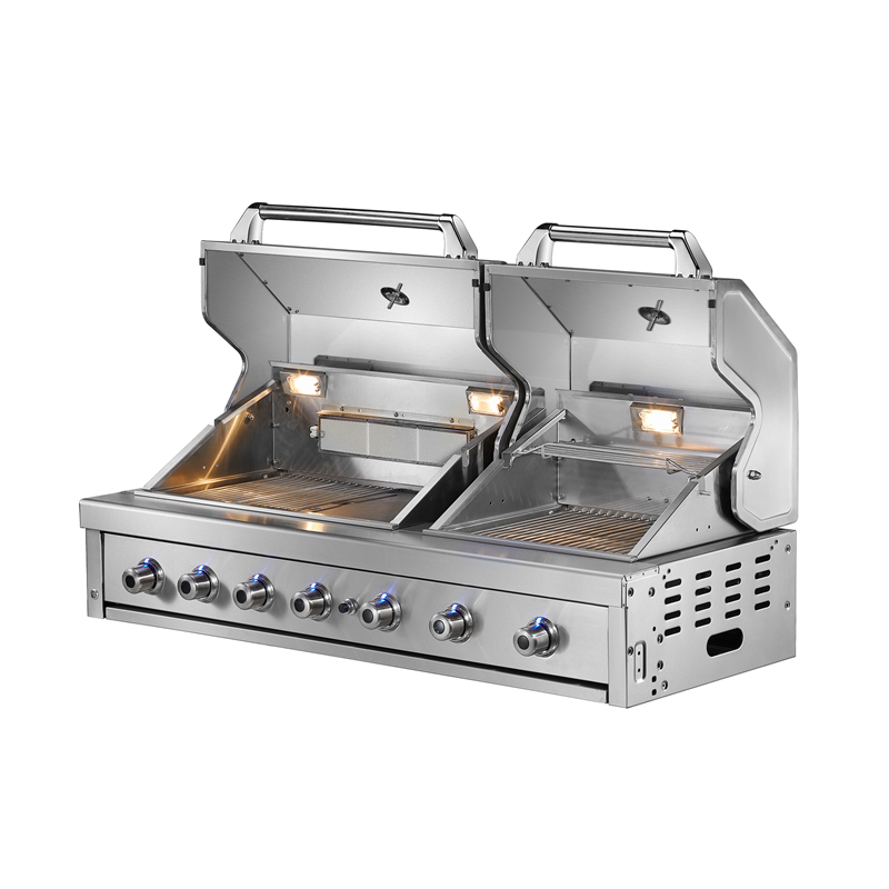 Barbecue encastrable en acier inoxydable à double hotte à 6 brûleurs CBU-601(DH)-B