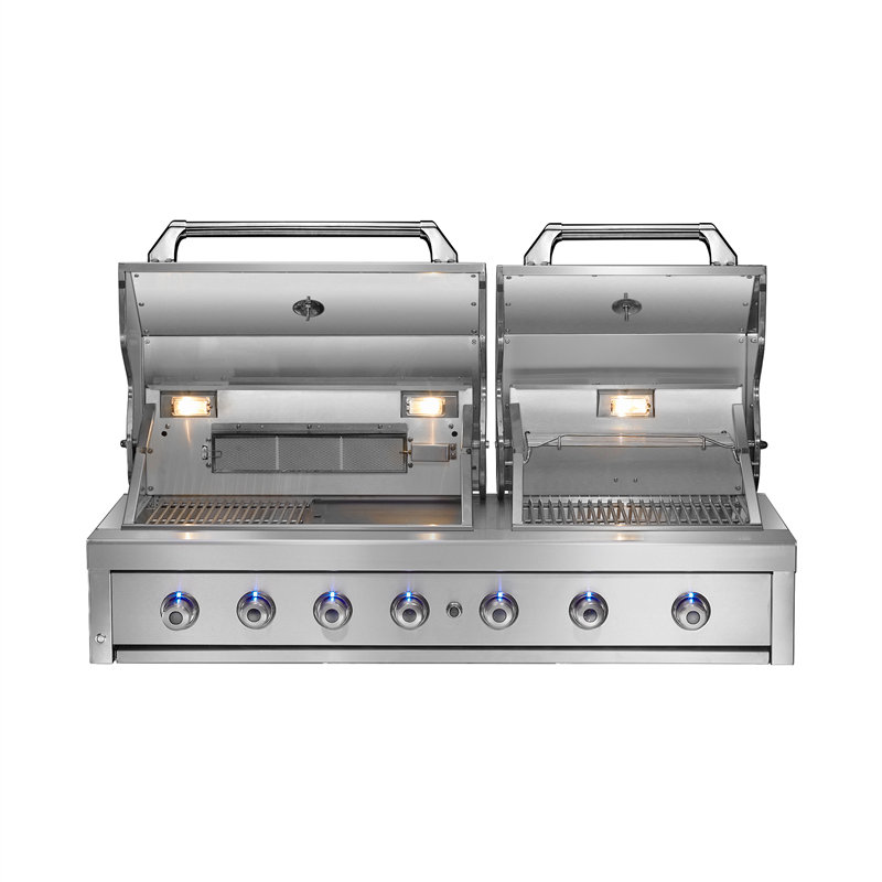 Barbecue encastrable en acier inoxydable à double hotte à 6 brûleurs CBU-601(DH)-B