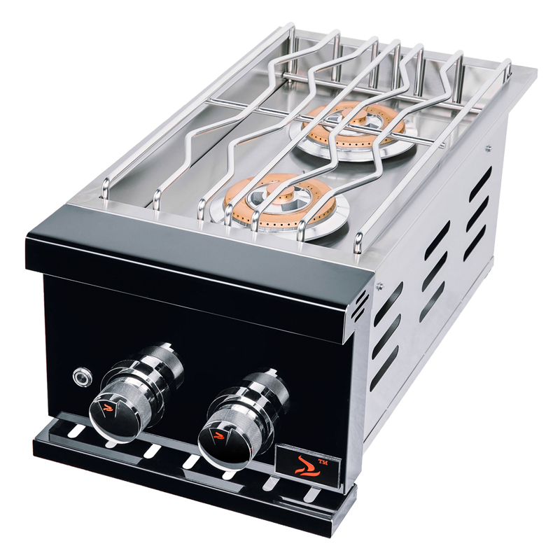 Black SS double side burner with Lid CBAPDSB-B