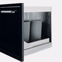Black Trash Drawerr with 2 Cans CBATC CBATC-B