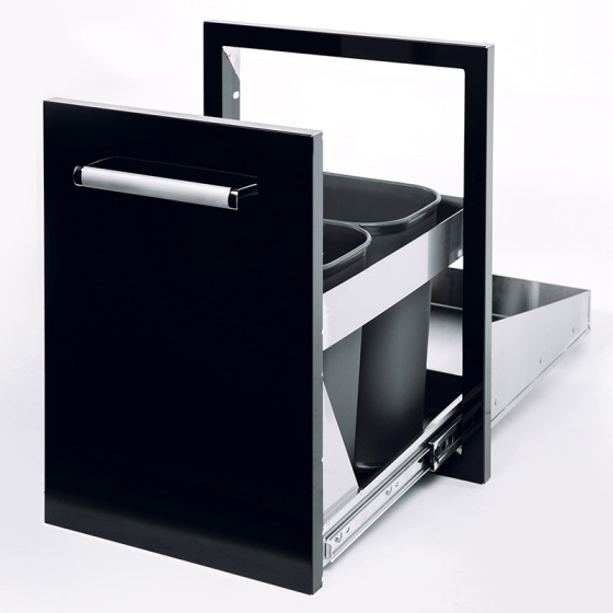 Black Trash Drawerr with 2 Cans CBATC CBATC-B