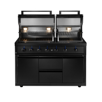 ブラックステンレスツインフード6バーナーBBQキッチン CBU-601(B)(DH)-T